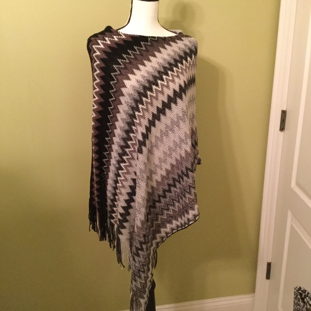 Poncho with fringe